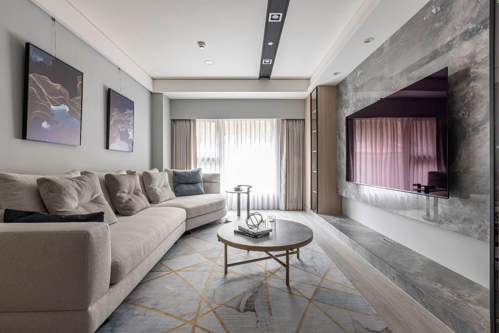 台中市室內設計|暖灰木紋砌起輕奢豪邸風範-9