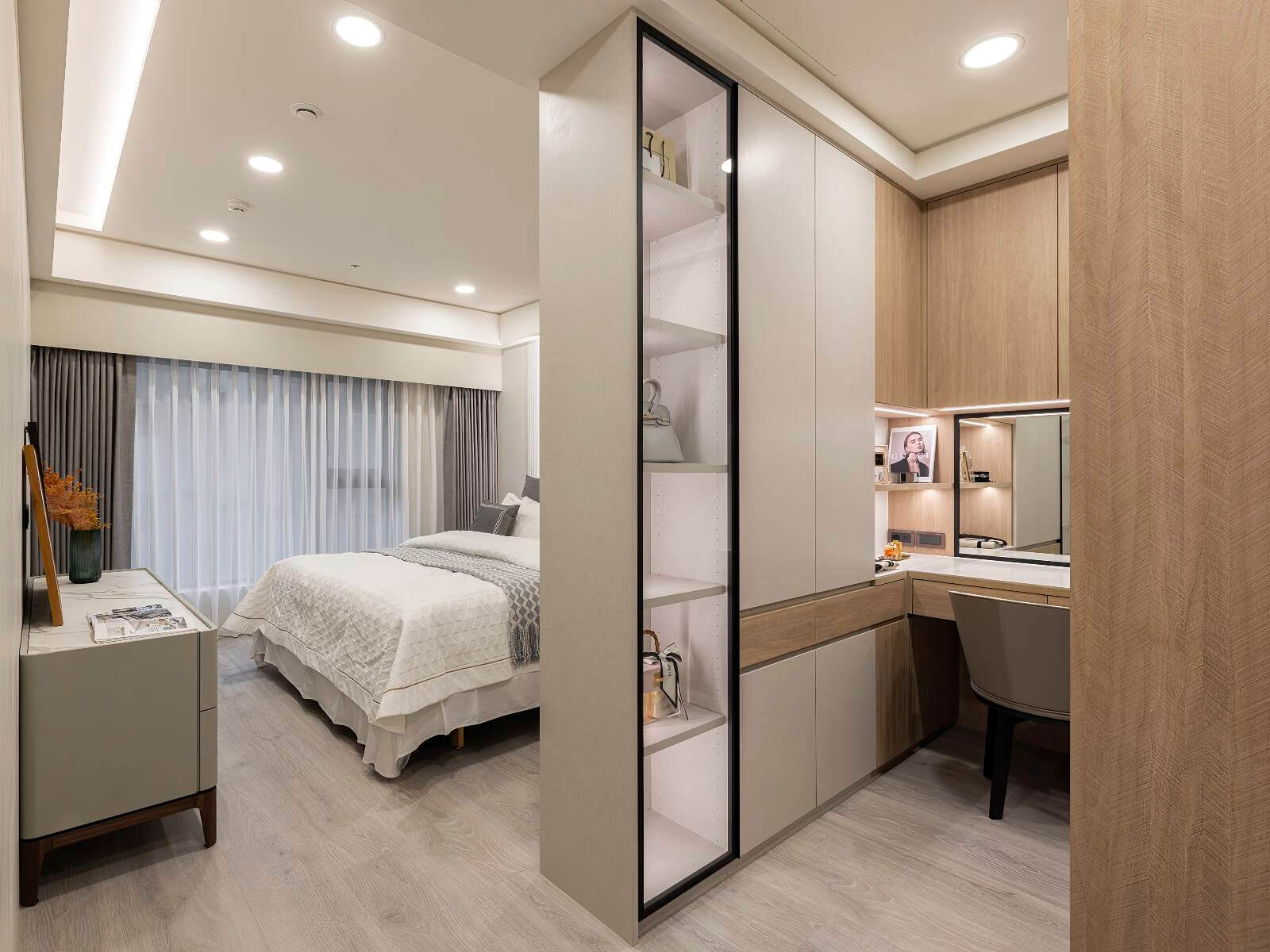 台中市室內設計|暖灰木紋砌起輕奢豪邸風範-15