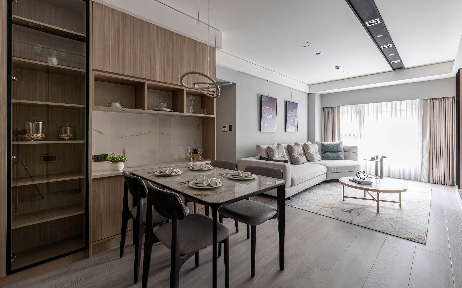 台中市室內設計|暖灰木紋砌起輕奢豪邸風範-6